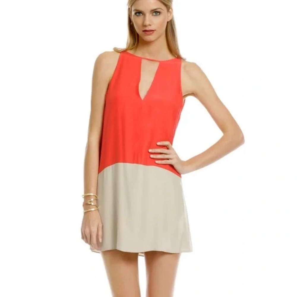 Parker Crosby Color Block Keyhole Silk Dress - image 1